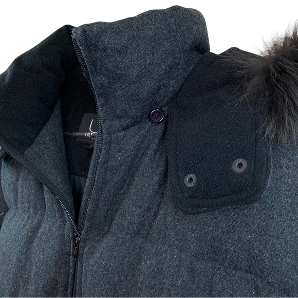 Utex Design Faux Fur Hooded Wool Blend Puffer Coat Jacket Dark Gray Size Small - Picture 5 of 8